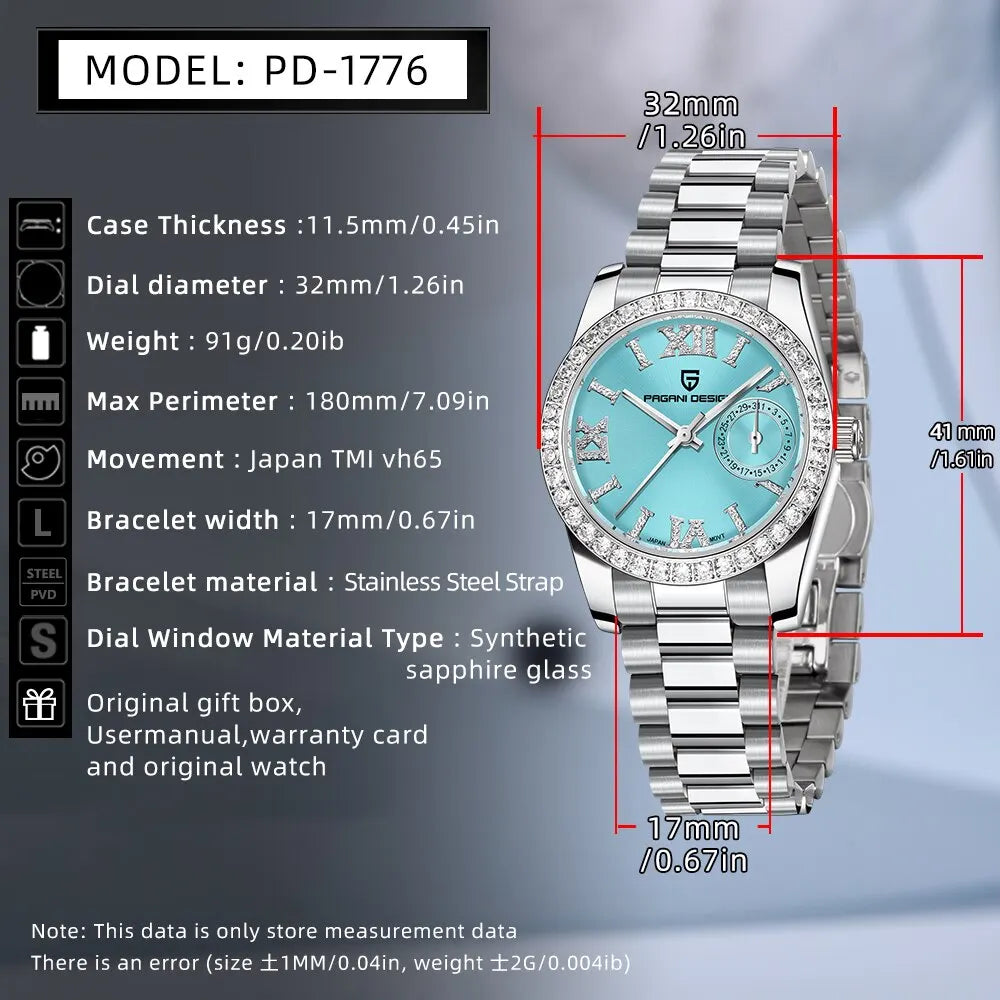 PAGANI DESIGN 2024 Neue 32MM frauen Armbanduhr Elegante Luxus Quarzuhr Für Frauen Mode Wasserdichte Uhren Saphir Uhr