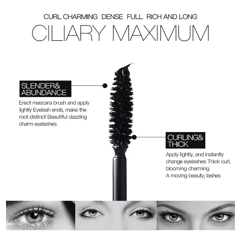 Schwarze Wimperntusche für gewellte Wimpern, verlängert die Wimpern, extra Volumen, langanhaltend, wasserfest, natürlich, schnell trocknend, Wimpern für Frauen