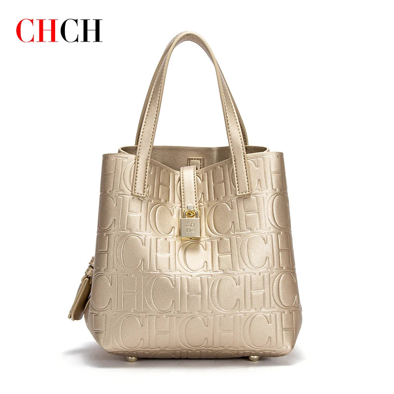CHCH Damen-Einkaufstasche, neue, geprägte Handtasche aus Stahl mit Duttmotiv für Mütter