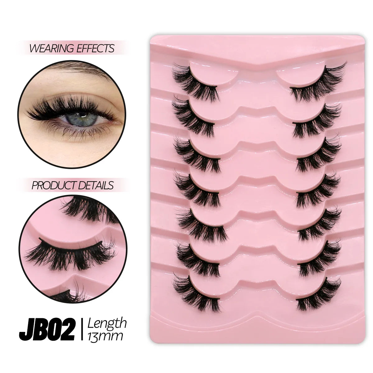 GROINNEYA Halbwimpern, Halbwimpern, weich, natürlich, durchsichtig, Bandwimpern, natürlicher Look, Kunstnerz, wispy Nerzwimpern, Verlängerung, Make-up