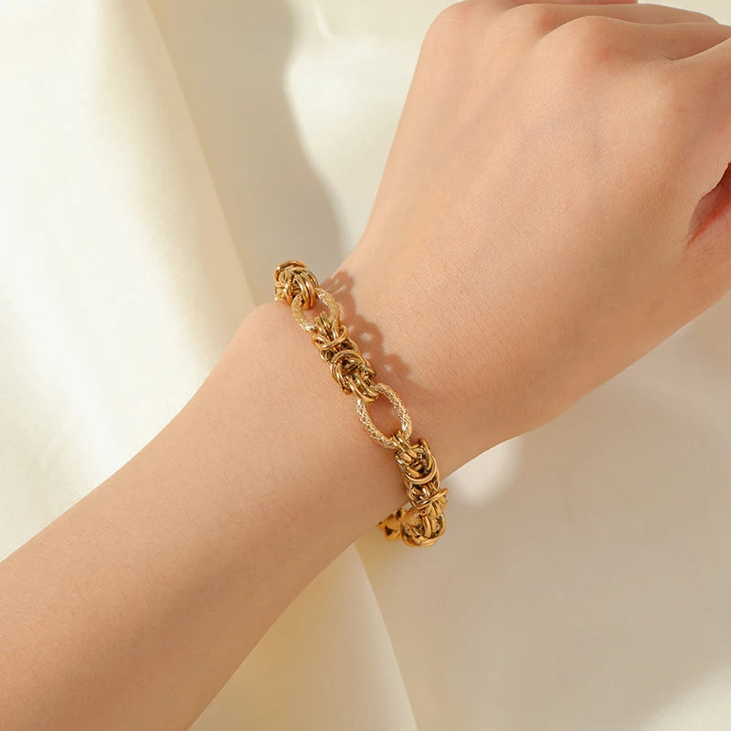 EILIECK 316L Edelstahl Twisted Armband Armreifen für Frauen Trendy 18K vergoldet Handgelenk Kette wasserdicht