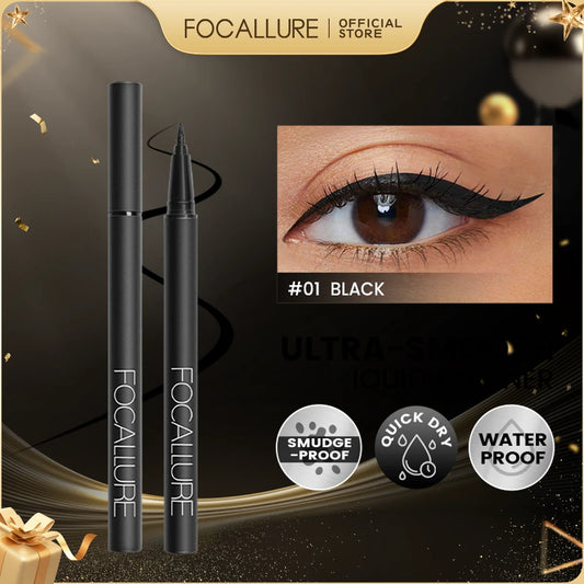 FOCALLURE Professioneller schwarzer flüssiger Eyeliner, langlebig, wasserfest, schnelltrocknend, Eyeliner-Stift, Make-up, Schönheitskosmetik-Tool