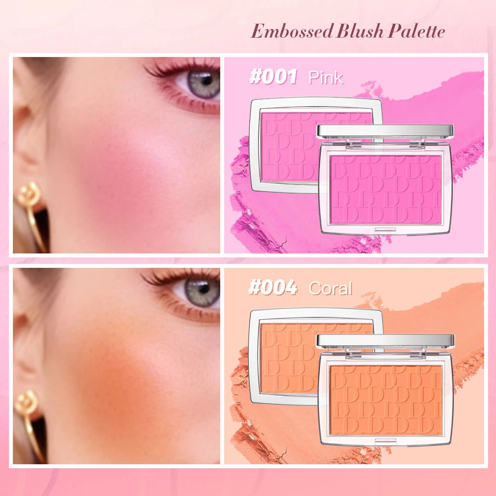 Gesichtsrouge, matt, natürlicher Wangenton, erhellt das Gesicht, rosarot, Gesichtskonturierung, Kosmetik, Rougepuder, weiches Make-up für Frauen