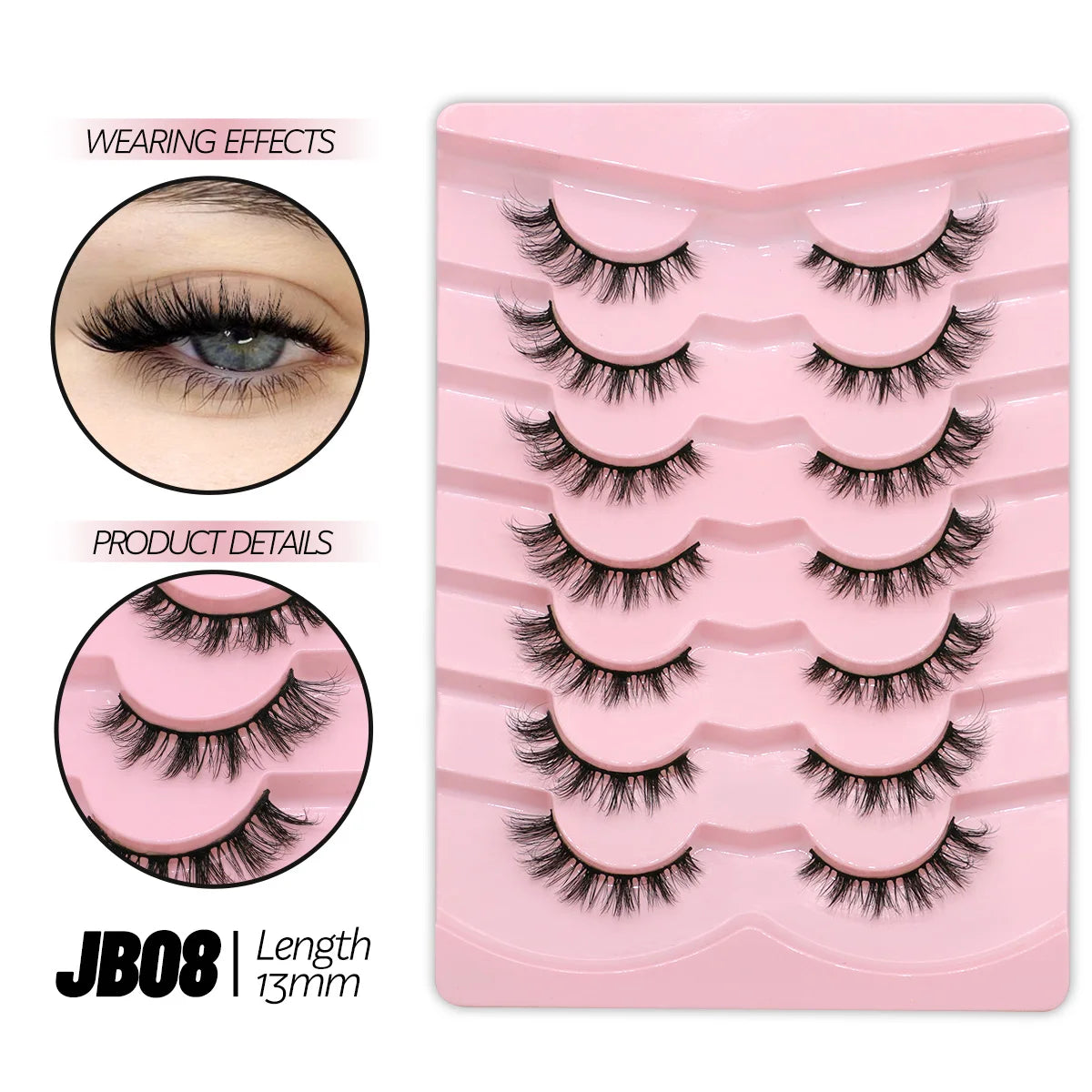 GROINNEYA Halbwimpern, Halbwimpern, weich, natürlich, durchsichtig, Bandwimpern, natürlicher Look, Kunstnerz, wispy Nerzwimpern, Verlängerung, Make-up