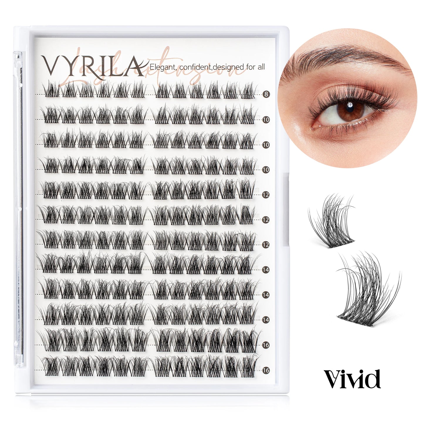 Einzelne Wimpern, Cluster C Curl Mix Wimperncluster, 3D Wispy DIY Wimpernverlängerung, 0,1 mm, superdünnes Band, wiederverwendbare natürliche Wimpern