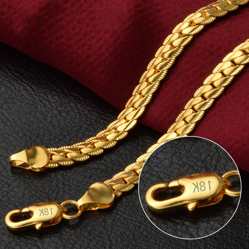 Silber Farbe 6MM Gold Farbe Voll Seitlich Figaro Kette Halskette Für Frau Mann Mode Hochzeit Engagement Schmuck Geschenke