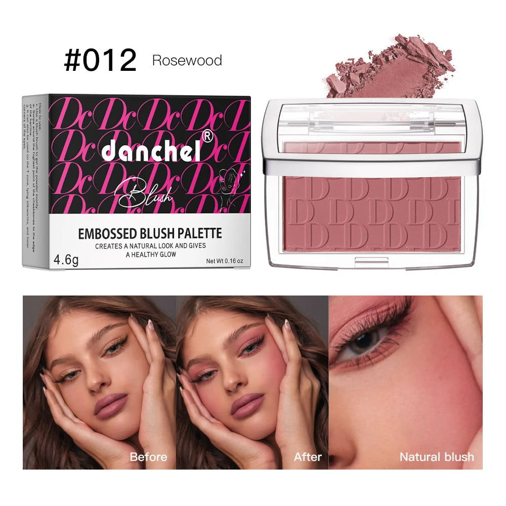 Gesichtsrouge, matt, natürlicher Wangenton, erhellt das Gesicht, rosarot, Gesichtskonturierung, Kosmetik, Rougepuder, weiches Make-up für Frauen