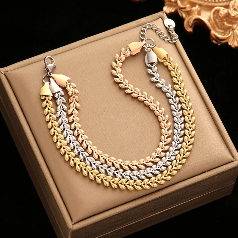 EILIECK 316L Edelstahl Twisted Armband Armreifen für Frauen Trendy 18K vergoldet Handgelenk Kette wasserdicht