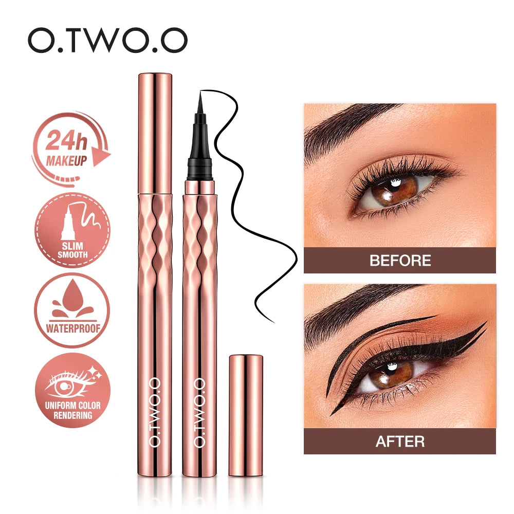 O.TWO.O Schwarzer flüssiger Eyeliner-Stift, Eyeliner, wasserfest, lang anhaltender Make-up-Eyeliner, leicht zu tragen, Augen-Make-up, Kosmetik-Tools