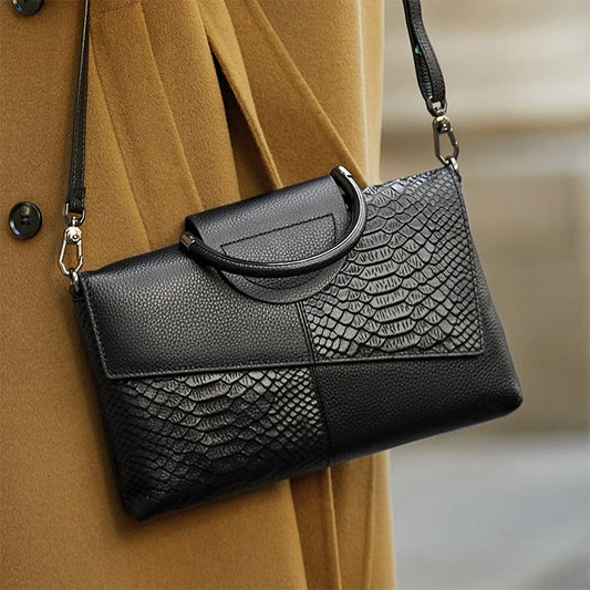 PU-Kunstleder Damen Schulter Umhängetasche Mode Lässig Abendessen Hochzeit Alligator Muster Klappe Handtasche und Geldbörse