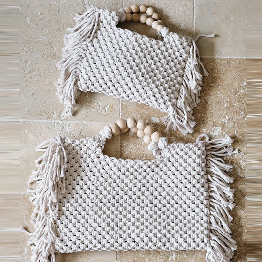 Tote Bags Large Capacity Luxury Designer Handbag For Women 2023 New Knitting Tassel Beading Decorate Purse Ladies Beach Bag